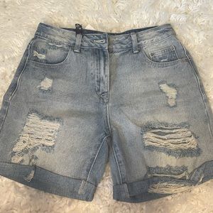 Blank Paige denim jean shorts. ripped jean shorts)